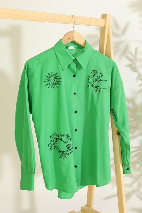 Nakışlı Gömlek Yeşil