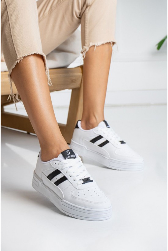 Şerit Detaylı Spor Ayakkabı Beyaz