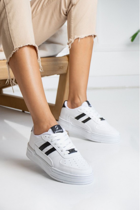 Şerit Detaylı Spor Ayakkabı Beyaz