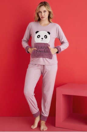 Bilek Detaylı Pijama Takımı Lila